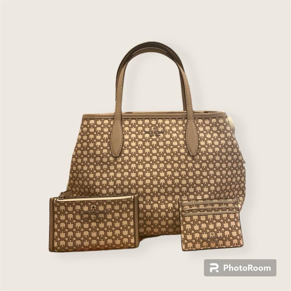 Kate Spade BUNDLE (3) - Chain Link Tote, Wallet, and Cardholder